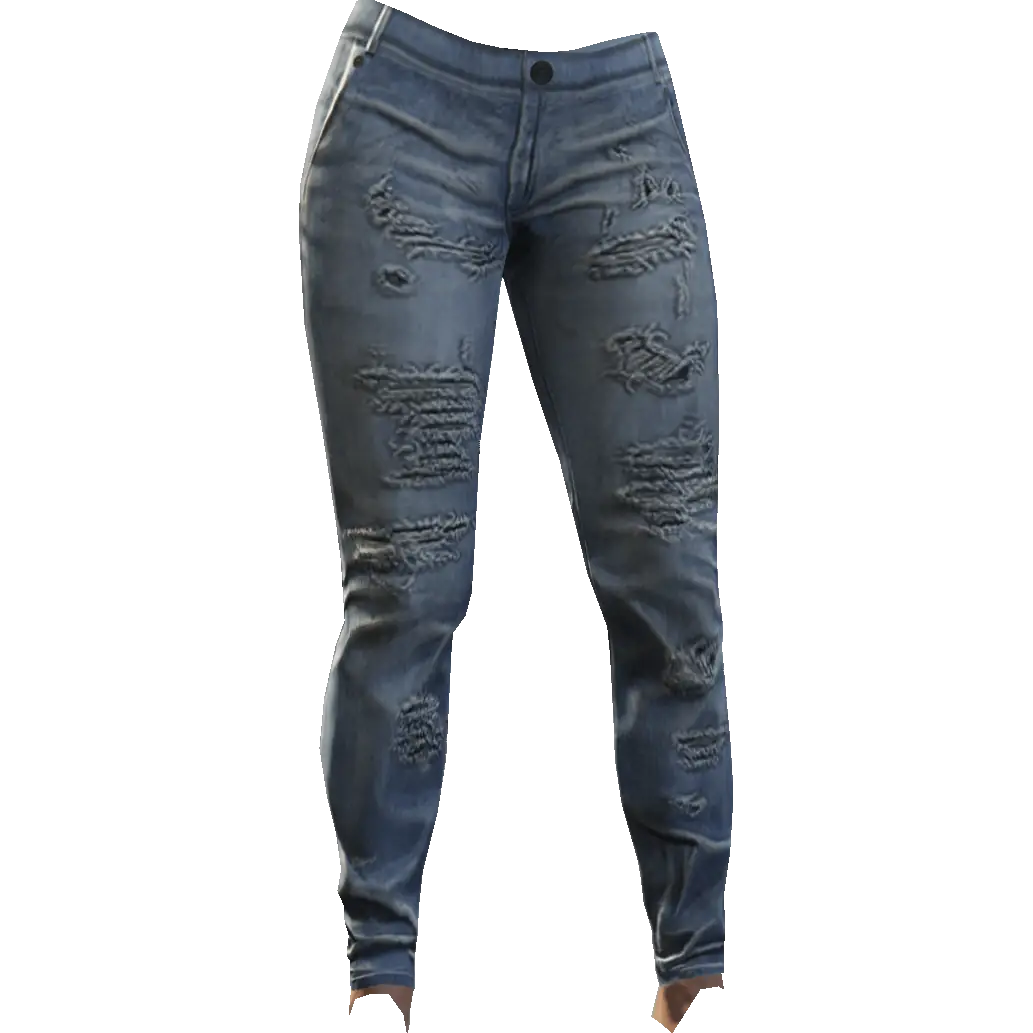 Зауженные рваные джинсы