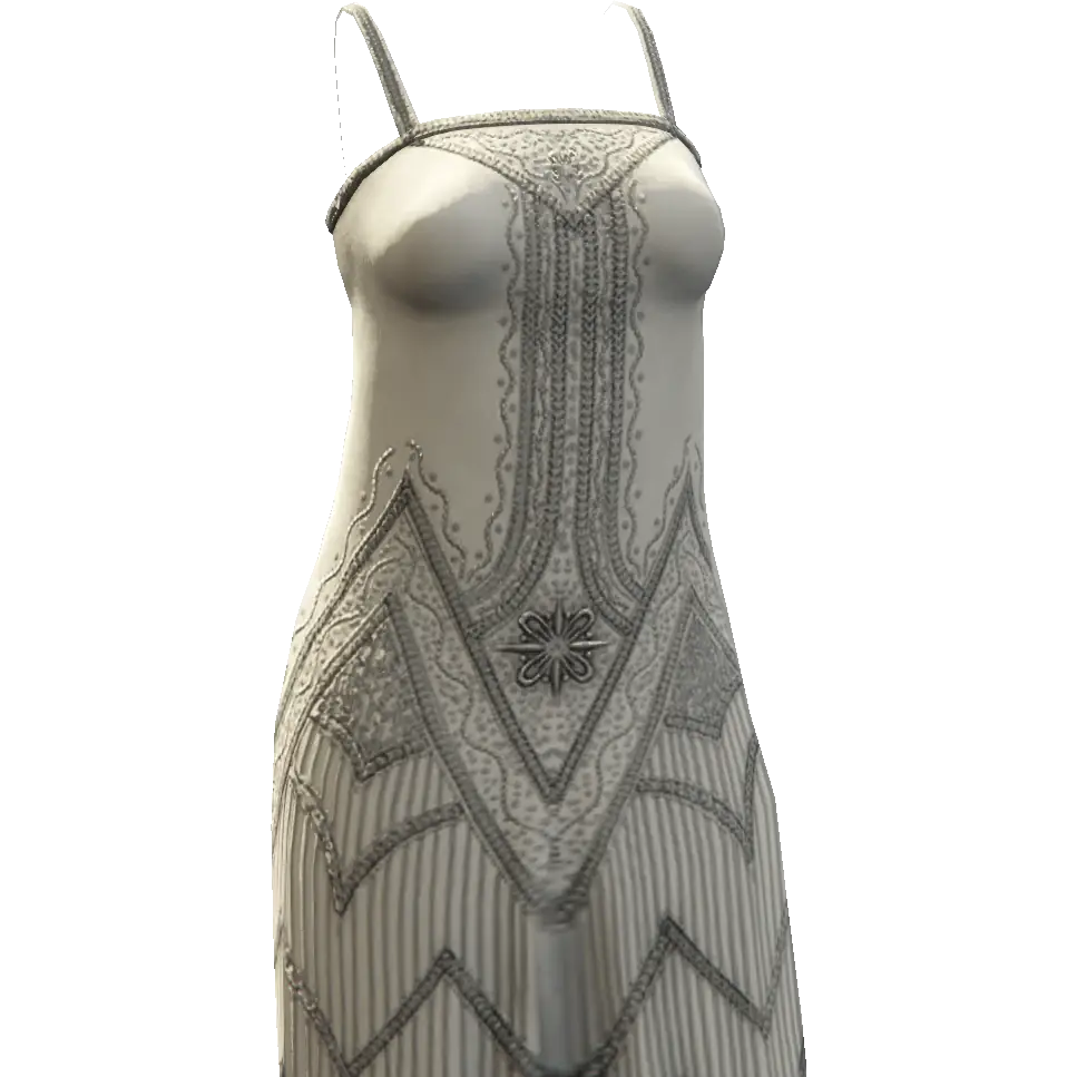 Платье с узорами белое