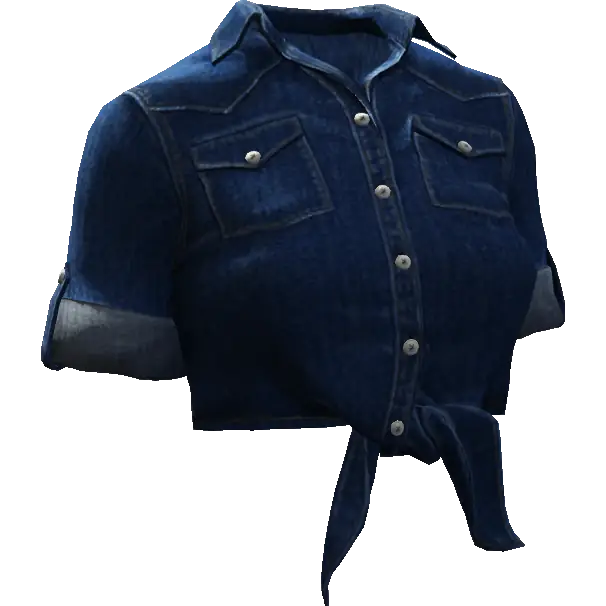 Завязанная джинсовая рубашка