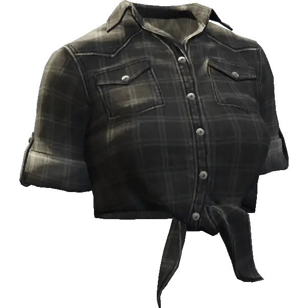 Завязанная джинсовая рубашка