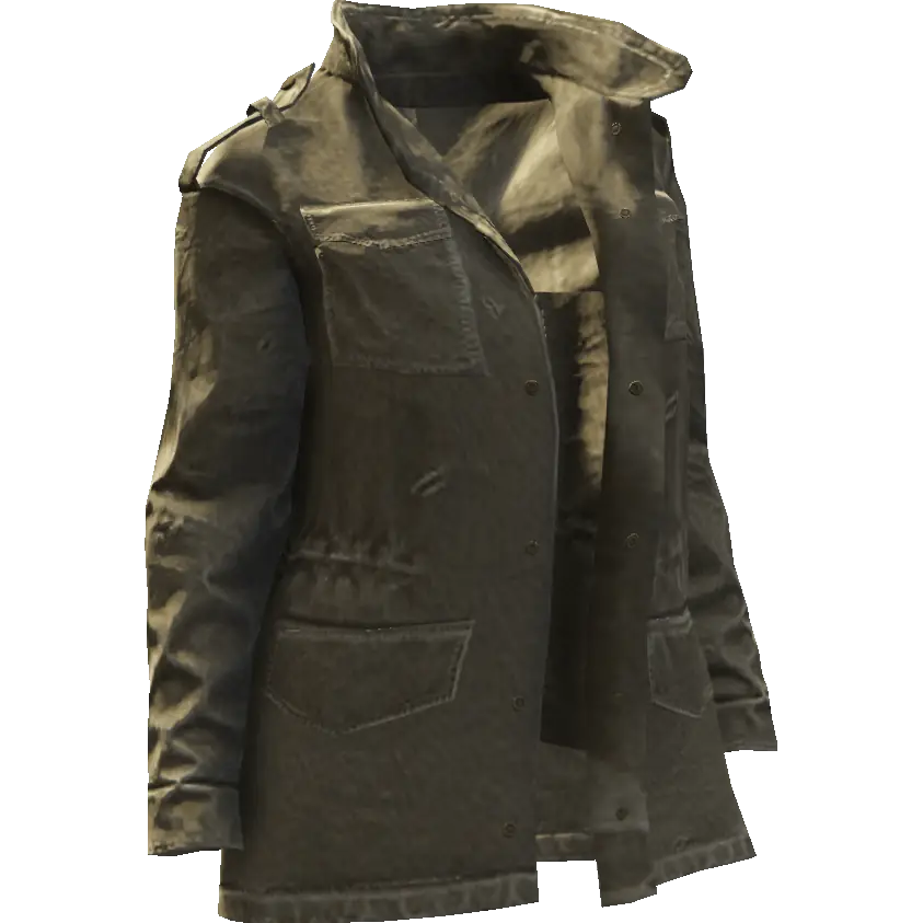 Куртка длинная на пуговицах расстегнутая