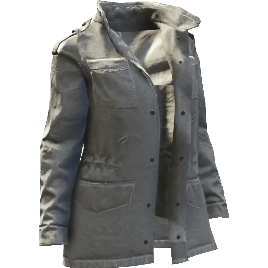 Куртка длинная на пуговицах расстегнутая