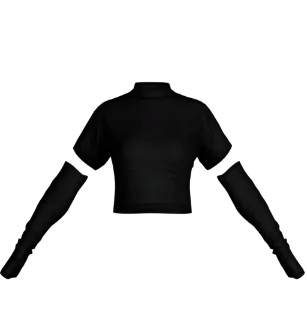 Топ с рукавами Mockneck Black [2969]