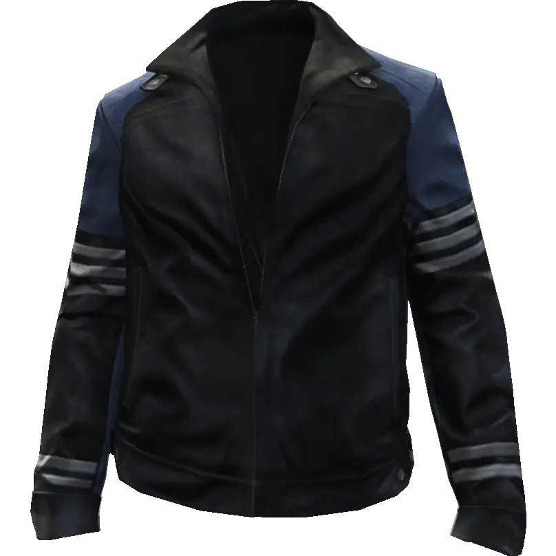 Кожаная куртка с белыми вставками